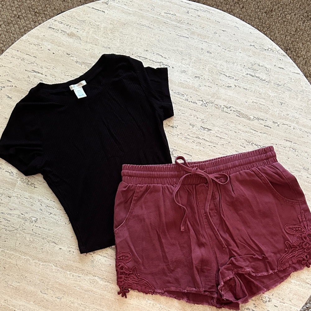 Target Women's High Waist Maroon Shorts